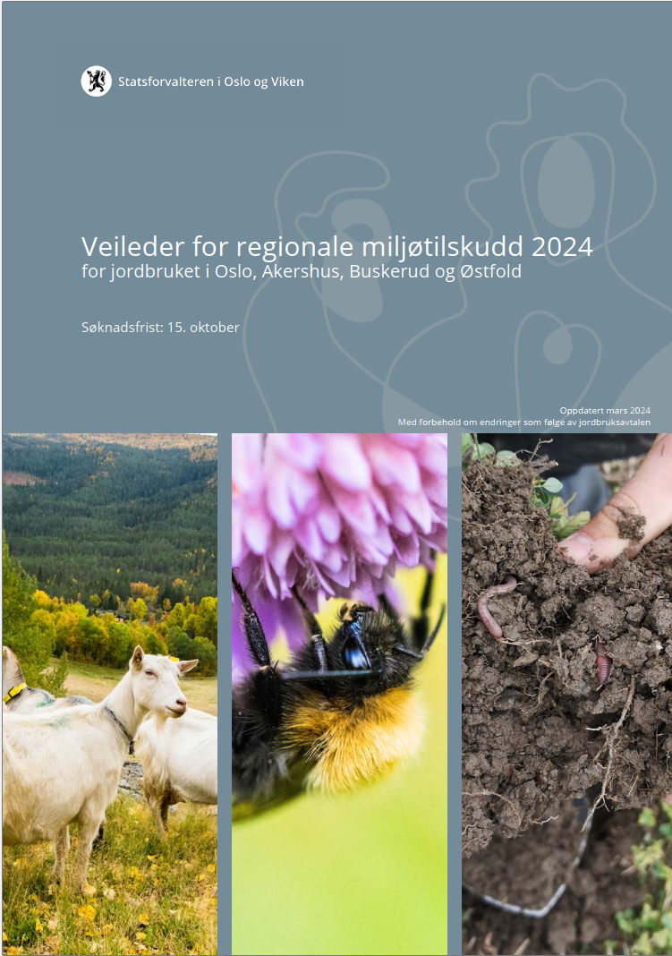Skjermbilde av veilederen for regionale miljøtilskudd for jordbruket i Akershus, Buskerud, Oslo og Østfold, søknadsomgangen 2024