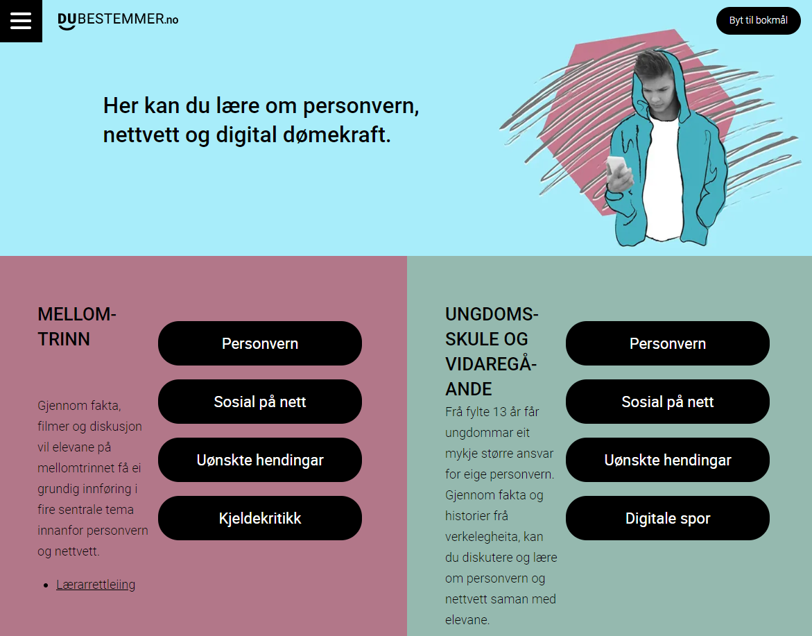 Skjermbilde fra forsiden til dubestemmer.no